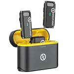 HollyView Hollyland Lark M1 kablosuz yaka mikrofonu, aktif gürültü azaltma, 200 m menzil, 8 saat pil ömrü, ultra mini taşınabilir, kablosuz takmalı mikrofon, DSLR kamera, iPhone, Android PC için (siya
