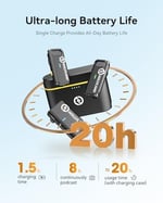 HollyView Hollyland Lark M1 kablosuz yaka mikrofonu, aktif gürültü azaltma, 200 m menzil, 8 saat pil ömrü, ultra mini taşınabilir, kablosuz takmalı mikrofon, DSLR kamera, iPhone, Android PC için (siya