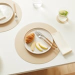Home Wave 6'lı Bej/taş Renk Suni Deri Amerikan Servis Set Ø 36 Cm