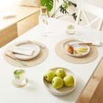 Home Wave 6'lı Bej/taş Renk Suni Deri Amerikan Servis Set Ø 36 Cm