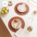Home Wave 6'lı Taba/gri Renk Suni Deri Amerikan Servis Ø 36 Cm