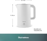 Homend Heatrow Cooltouch 1618H Paslanmaz Çelik El Yakmaz Gövdeli Su Isıtıcısı Beyaz