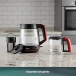 Homend Infinity XL 1764H Cam Çay Makinesi Siyah Kırmızı