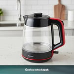 Homend Infinity XL 1764H Cam Çay Makinesi Siyah Kırmızı