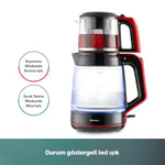 Homend Infinity XL 1764H Cam Çay Makinesi Siyah Kırmızı