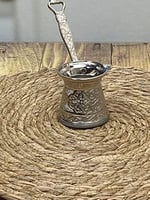Hometarz Paslanmaz Çelik Desenli Döküm Cezve 50 ml Gümüş
