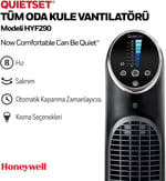 HONEYWELL QuietSet Tower HYF290, 8 Hız Ayarı, 80 Derece Salınım, Zamanlayıcı Fonksiyonu, Uzaktan Kumanda, Kısma Seçenekleri