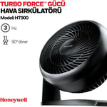 HONEYWELL TurboForce Turbo Vantilatör HT900E, Sessiz Soğutma, 90 Dereceye Kadar Ayarlanabilir Eğim Açısı, 3 Hız Ayarı, Duvara Montaj, Masa Vantilatörü - Siyah