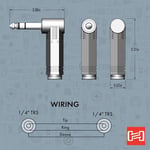 Hosa 1/4 inç TRS (F) - 1/4 inç TRS (M) Sağ Açılı Çevirici (GPP-273) - Seçenekler: Açılı 6,35 mm TRS - 6,35 mm TRS...