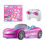 Hot Wheels Barbie Cabrio RC Pembe Uzaktan Kumandalı Araba, Çıkartma Dahildir, İki Bebek ve Açılabilir Bagaj için Koltuk, Çocuk Oyuncağı, 4 Yaş, JBH05