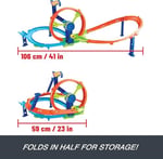 Hot Wheels Hızlı Fırlatma ve Döngü Parkuru Oyun Seti Hot Wheels Hızlı Fırlatma ve Döngü Parkuru Oyun Seti ve 1:64 ölçekli metal oyuncak araba, çarpışma temalı pist seti JBX65