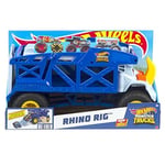 Hot Wheels Monster Trucks Rhino Taşıyıcı Kamyon, 12 adet 1:64 ölçekli Monster Trucks veya 32 adet Hot Wheels araç taşır, fırlatma için rampası bulunur, 3 yaş ve üzeri HFB13