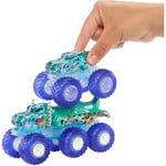 Hot Wheels Monster Trucks Toy Truck & Big Rig Multipack, 1:64 Ölçekli Mega-Wrex & Tiger Shark ile Eşleşen Power Smashers Deco