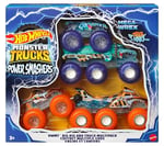 Hot Wheels Monster Trucks Toy Truck & Big Rig Multipack, 1:64 Ölçekli Mega-Wrex & Tiger Shark ile Eşleşen Power Smashers Deco