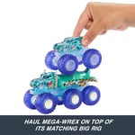 Hot Wheels Monster Trucks Toy Truck & Big Rig Multipack, 1:64 Ölçekli Mega-Wrex & Tiger Shark ile Eşleşen Power Smashers Deco