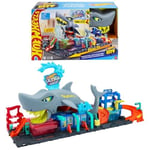 Hot Wheels Muhteşem Köpek Balığı Araç Yıkama oyun seti 1:64 ölçekte renk değiştiren oyuncak araba içeren Hot Wheels Şehri Muhteşem Köpek Balığı Araba Yıkama HTN82