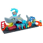 Hot Wheels Muhteşem Köpek Balığı Araç Yıkama oyun seti 1:64 ölçekte renk değiştiren oyuncak araba içeren Hot Wheels Şehri Muhteşem Köpek Balığı Araba Yıkama HTN82