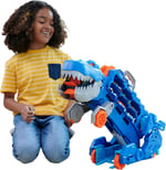Hot Wheels Şehri Ultimate T-Rex Tır, T-Rex'e Dönüşür, Yarış Pisti İçerir, Işıklı ve Sesli, 20+ 1:64 Ölçekli Araba için Depolama Alanı, HNG50