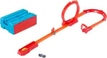 Hot Wheels Track Builder Alev Temalı Akrobasi Seti ve 1 adet araba, birleştirilebilir oyuncak saklama kutusunda 16 adet pist oluşturma ve akrobasi parçası, HMC04
