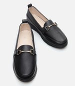 HOTİÇ Hakiki Deri Siyah Kadın Loafer