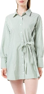 House of Silk 2022DRESS007 Stripes Koton Gömlek Elbise