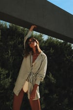 House of Silk 2022DRESS007 Stripes Koton Gömlek Elbise