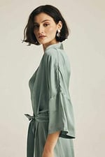 House of Silk İpeksi Saten Sabahlık Su Yeşili