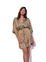 House of Silk İpeksi Saten Soft Fıstık Yeşili Rengi Sabahlık