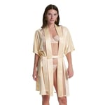 House of Silk Jasmine İpeksi Saten Tül Detaylı Sabahlık Kadın Sabahlık, Bej, STD