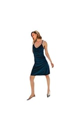 House of Silk Kadife Saran Slip Elbise Gece Mavisi L
