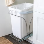 Household Essentials Glidez Krom Kaplama Çelik Çekme/Kaydırmalı Gizli Tekli 9 Galon Plastik Çöp Kovası Dolap Altı Kullanım için - Standart Boy Dolap,  - Seçenekler: 9 gallon, 5 gallon, 9 gallon double