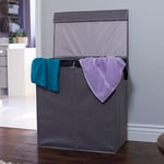 Household Essentials Hamper Çamaşır Servis Ekipmanı, Manyetik Kilitli, Çift, Gri - Seçenekler: Gri, Kahve Keten, Siyah