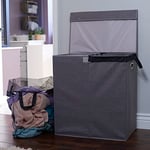 Household Essentials Hamper Çamaşır Servis Ekipmanı, Manyetik Kilitli, Çift, Gri - Seçenekler: Gri, Kahve Keten, Siyah