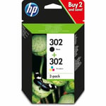 HP 302 2'li Paket Siyah/Üç Renkli Orijinal Mürekkep Kartuşları Combo paketi Sayfa Verim B 190 / Tri 165 (P/N X4D37AE)