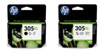 HP 6ZA94AE 305XL Yüksek Verimli Orijinal Mürekkep Kartuşları, Siyah/Üç Renkli, Çoklu Paket