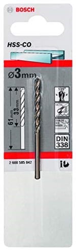 HSS-Co Metal Matkap Ucu 3 * 61 mm 1'li Paket - Bedenler: 1,5 mm, 2 mm, 3 mm, 4,5 mm, Ø 6,5 mm, 7 mm, 8,5 mm, 9 mm...