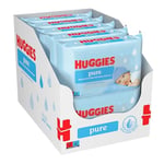 Huggies Saf, hassas bebek ıslak mendil,%99 su, 10 x 56 bez, aylık kutu