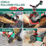 HYCHIKA akülü açılı taşlama makinesi 18 V, disk çapı 115 mm, rölanti devri: 8500 dev/dak, kesme diski akülü açılı taşlama makinesi, kesme ve taşlama için, kilitleme şalteri