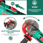 HYCHIKA akülü açılı taşlama makinesi 18 V, disk çapı 115 mm, rölanti devri: 8500 dev/dak, kesme diski akülü açılı taşlama makinesi, kesme ve taşlama için, kilitleme şalteri