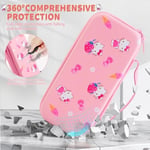 HYPERCASE Pink Travel Carrying Case for Nintendo Switch or OLED, Cute Portable Switch Carry Bag of Hello Kitty with 10 Card Slots & 2 Thump Caps, for NS/OLED Console, Joycon Grip, Accessories Storage