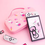 HYPERCASE Pink Travel Carrying Case for Nintendo Switch or OLED, Cute Portable Switch Carry Bag of Hello Kitty with 10 Card Slots & 2 Thump Caps, for NS/OLED Console, Joycon Grip, Accessories Storage