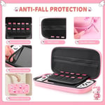 HYPERCASE Pink Travel Carrying Case for Nintendo Switch or OLED, Cute Portable Switch Carry Bag of Hello Kitty with 10 Card Slots & 2 Thump Caps, for NS/OLED Console, Joycon Grip, Accessories Storage