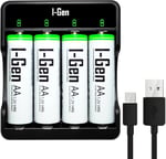 I-Gen G427 4'lü Pil Şarj Aleti + 4 Adet AA 2700 mAh Kalem Pilli Set 1.2V Ni-MH