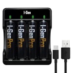 I-Gen G429 4'lü Pil Şarj Aleti + 4 Adet AA Pro 2950 mAh Şarjlı Kalem Pilli Set