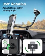 ICARMOUNT Araba Ön Cam Tablet Montajı, Evrensel Uzun Kollu Ön Cam Kamyon Tutucu, 13 inç Kaz Boynu Standı iPad/Android/GPS Navigator ile Uyumlu 4-11 inç Arası