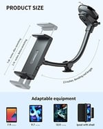 ICARMOUNT Araba Ön Cam Tablet Montajı, Evrensel Uzun Kollu Ön Cam Kamyon Tutucu, 13 inç Kaz Boynu Standı iPad/Android/GPS Navigator ile Uyumlu 4-11 inç Arası