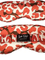 ICON SILK%100 Saf İpek Uyku Maskesi Göz Bandı (Red Leopard)