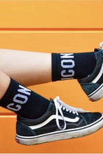 ICON Yazılı Siyah Atletik Unisex Çorap Siyah Standart