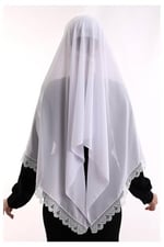 İğne Oyalı Dantelli Eşarp Demor Mevlüt Örtüsü Beyaz