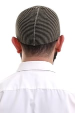 İhvan Online Açık Kahve Kışlık Nokta Desenli Orlon Namaz Takkesi